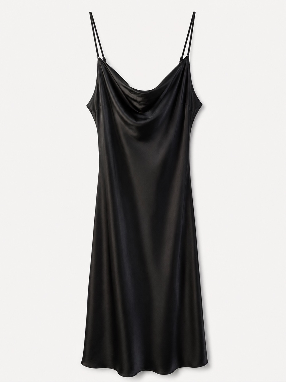 Express Black Satin Cowl Neck Midi Slip Dress XL
